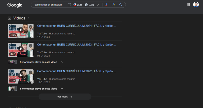 SEO Videos Resultados
