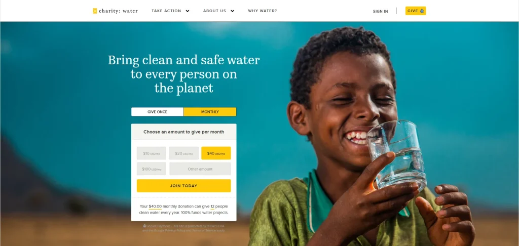 Diseño web para Charity Water
